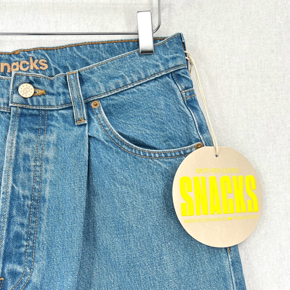 MOTHER SNACKS Jeans Womens 28 Blue Pleated Fun Dip Puddle Like Nothing Else NEW - Picture 9 of 16